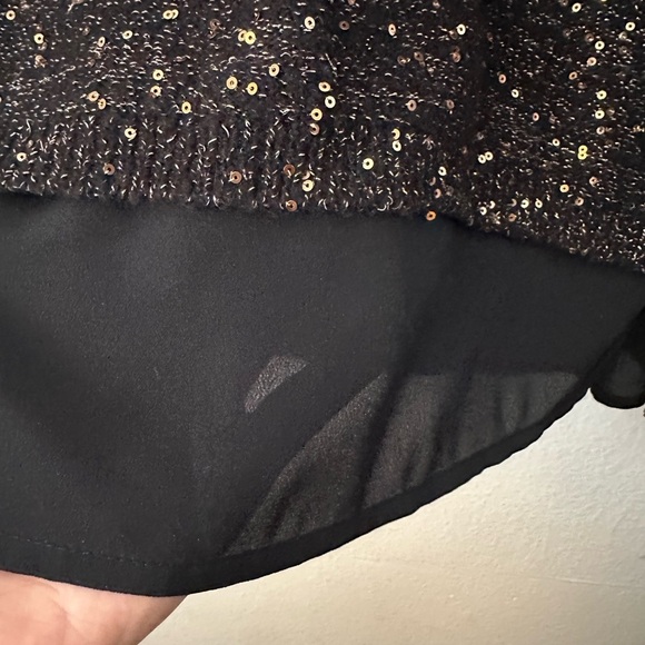 OASIS Pullover Sequins Special Occassions Black Medium Long Sleeves Top BNWOT - Picture 4 of 8